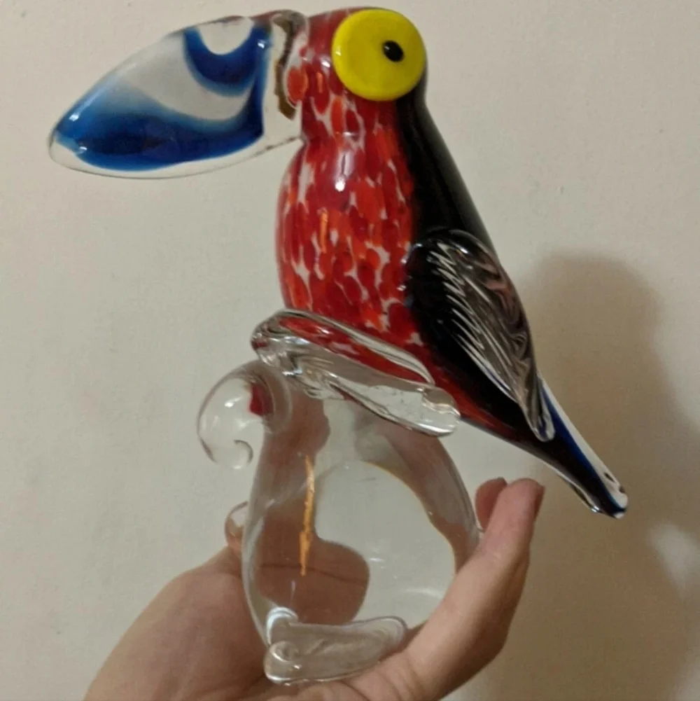 Colorful Glass Toucan Bird Figurine Art